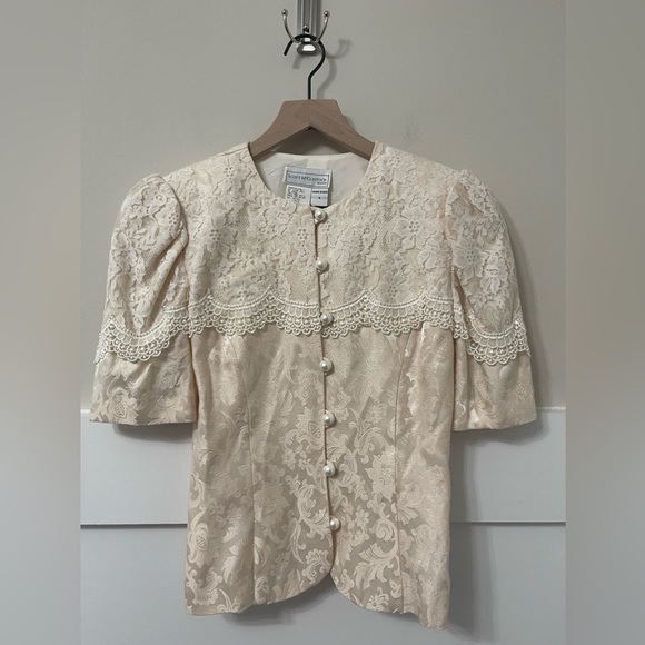 Scott McClintock Vintage Formal Cream Paisley Print Skirt Suit Size 4 - Picture 3 of 13